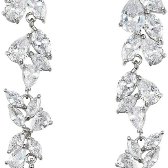 Bridal Drop Earrings Silver Cubic Zirconia Wedding Sparkle for Women - Picture 1 of 6